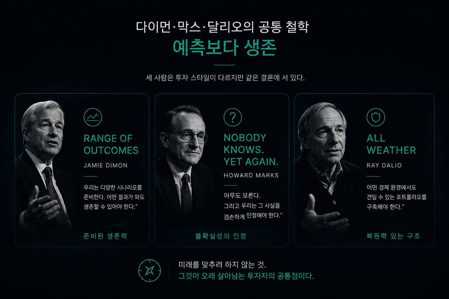 다이먼·막스·달리오의 공통 철학 — 예측보다 생존