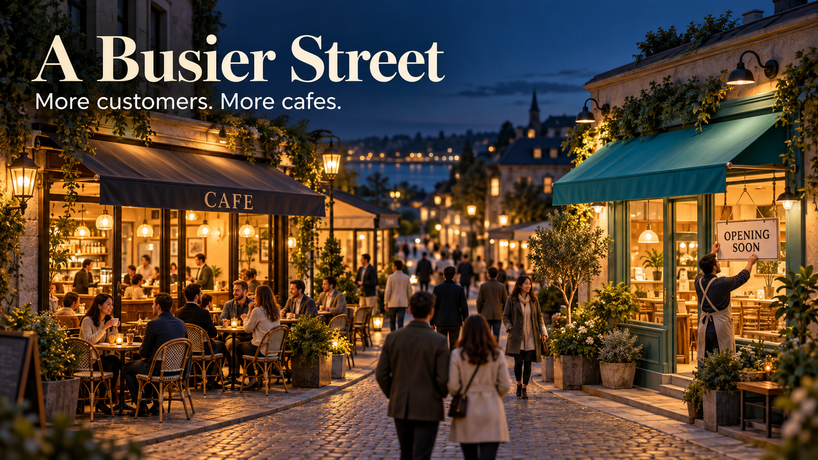 Cafe streets with increasing customers and newly opening cafes